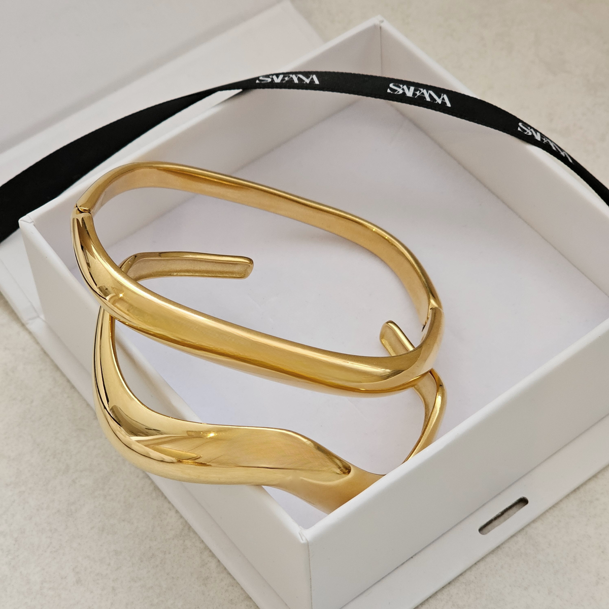 Square Gold Bangle I Non Tarnish Bangle I Safana Jewellery