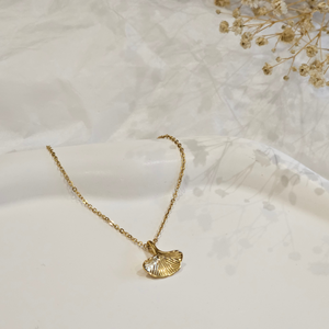 Ginko Leaf Necklace, layering gold necklace