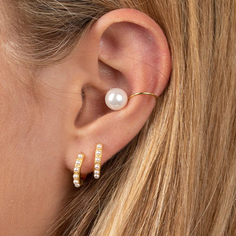 Dainty Pearl Hoops, stacking gold hoops, jewellery gifts for her