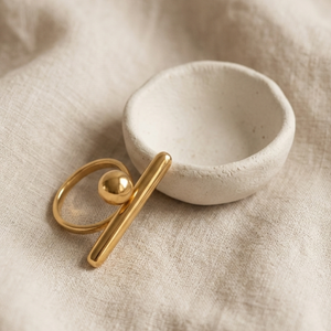 Ball Bar Ring Gold I Waterproof Stacking Ring I Safana Jewellery