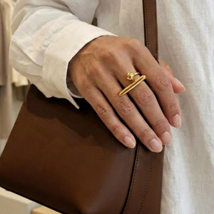 Ball Bar Ring Gold I Waterproof Stacking Ring I Safana Jewellery