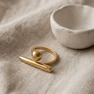Ball Bar Ring Gold I Waterproof Stacking Ring I Safana Jewellery