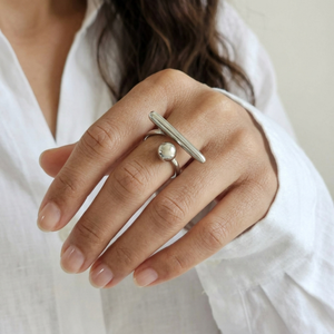Ball Bar Ring Silver I Waterproof Stacking Ring I Safana Jewellery