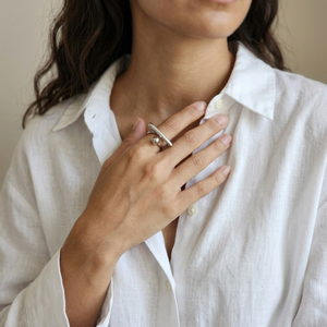 Ball Bar Ring Silver I Waterproof Stacking Ring I Safana Jewellery