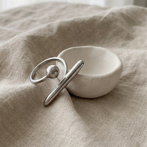 Ball Bar Ring Silver I Waterproof Stacking Ring I Safana Jewellery
