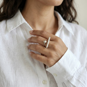Ball Bar Ring Silver I Waterproof Stacking Ring I Safana Jewellery