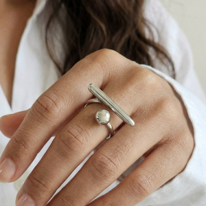 Ball Bar Ring Silver I Waterproof Stacking Ring I Safana Jewellery