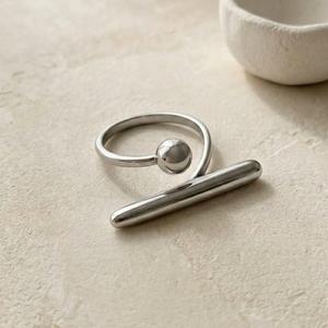 Ball Bar Ring Silver I Waterproof Stacking Ring I Safana Jewellery