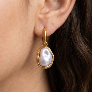 Baroque Pearl Drop Earrings I Waterproof Jewellery I Anti Tarnish Layering Jewellery I Gold Layering Jewellery