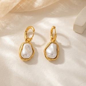 Baroque Pearl Drop Earrings I Waterproof Jewellery I Anti Tarnish Layering Jewellery I Gold Layering Jewellery