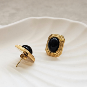 Black Agate Earrings | Waterproof Non Tarnish Jewellery