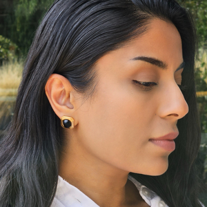 Black Agate Earrings | Waterproof Non Tarnish Jewellery