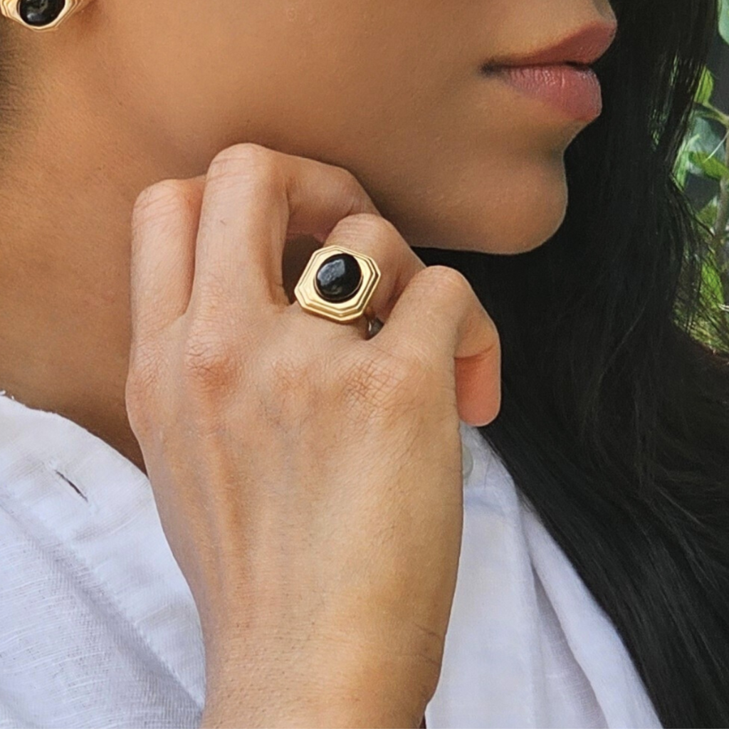 Black Agate Ring
