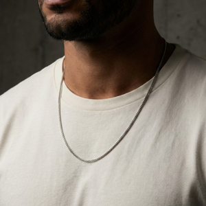Men's Box Chain Silver Necklace | Men's Jewellery
