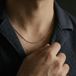Men's Box Chain Silver Necklace | Men's Jewellery