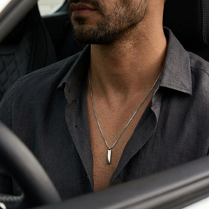 Men's Box Chain Bar Pendant Silver Necklace | Men's Jewellery