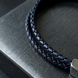Men's Braided Leather Bracelet Blue | Men's Jewellery