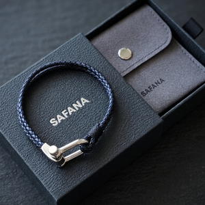Men's Braided Leather Bracelet Blue | Men's Jewellery