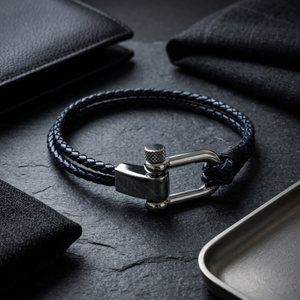 Men's Braided Leather Bracelet Blue | Men's Jewellery