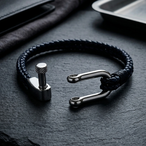 Men's Braided Leather Bracelet Blue | Men's Jewellery