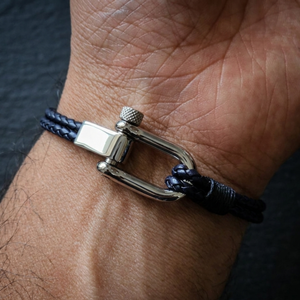 Men's Braided Leather Bracelet Blue | Men's Jewellery