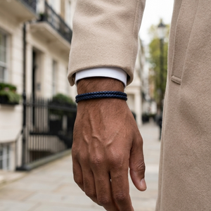 Men's Braided Leather Bracelet Blue | Men's Jewellery