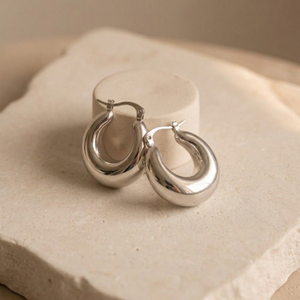 Chunky Silver Hoops I Tarnish Free Hoops I Safana Jewellery I Minimalist Jewellery