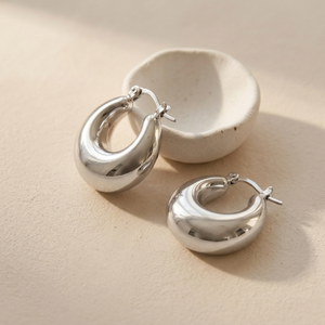 Chunky Silver Hoops I Tarnish Free Hoops I Safana Jewellery I Minimalist Jewellery