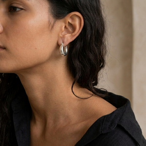 Chunky U Shaped Hoops Silver