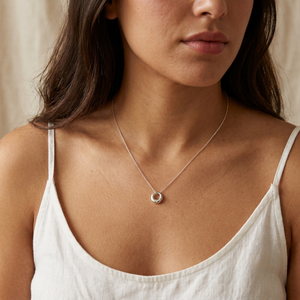 Circle Charm Necklace I Dainty Silver Circle Necklace I Safana Jewellery I Eternity Necklace 