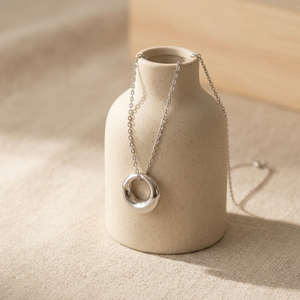 Circle Charm Necklace I Dainty Silver Circle Necklace I Safana Jewellery I Eternity Necklace 