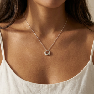 Circle Charm Necklace I Dainty Silver Circle Necklace I Safana Jewellery I Eternity Necklace 