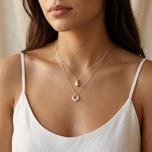 Circle Charm Necklace I Dainty Silver Circle Necklace I Safana Jewellery I Eternity Necklace 