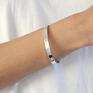 Diamond Clover Bangle Silver I Non Tarnish Bangle I Safana Jewellery
