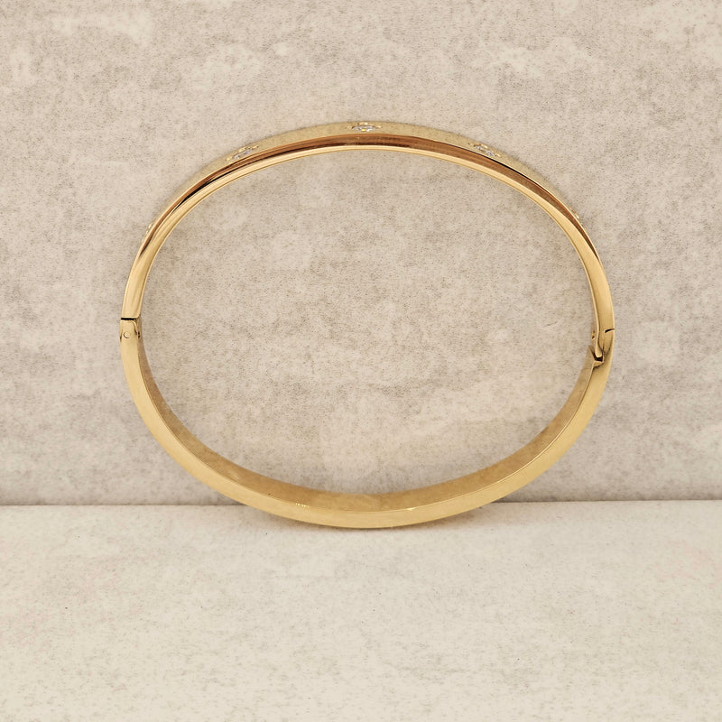 Diamond Clover Bangle Gold I Non Tarnish Bangle I Safana Jewellery