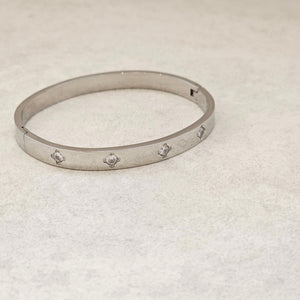 Diamond Clover Bangle Silver I Non Tarnish Bangle I Safana Jewellery