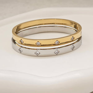 Diamond Clover Bangle Silver I Non Tarnish Bangle I Safana Jewellery