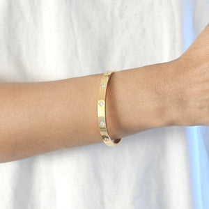 Diamond Clover Bangle Gold I Non Tarnish Bangle I Safana Jewellery