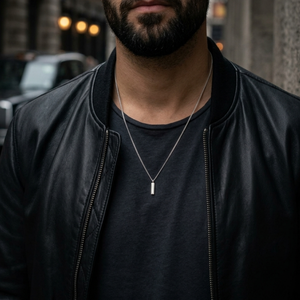 Men's Cuban Link Vertical Bar Silver Chain | Men's Jewellery