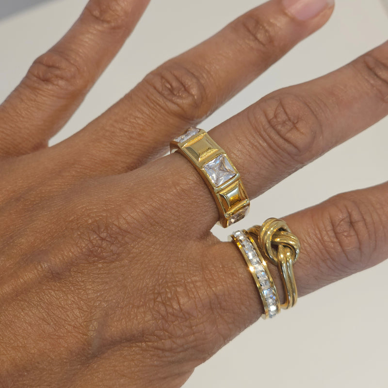 Knot Ring Gold, tarnish free waterproof gold stacking  rings