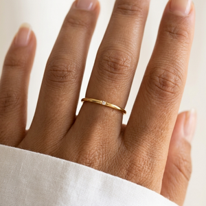 Dainty Solitaire Ring I Delicate Thin Gold Ring I Safana Jewellery