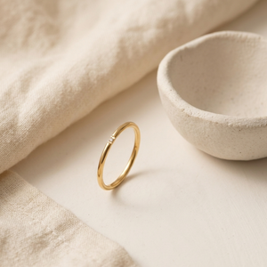 Dainty Solitaire Ring I Delicate Thin Gold Ring I Safana Jewellery