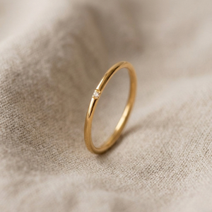 Dainty Solitaire Ring I Delicate Thin Gold Ring I Safana Jewellery