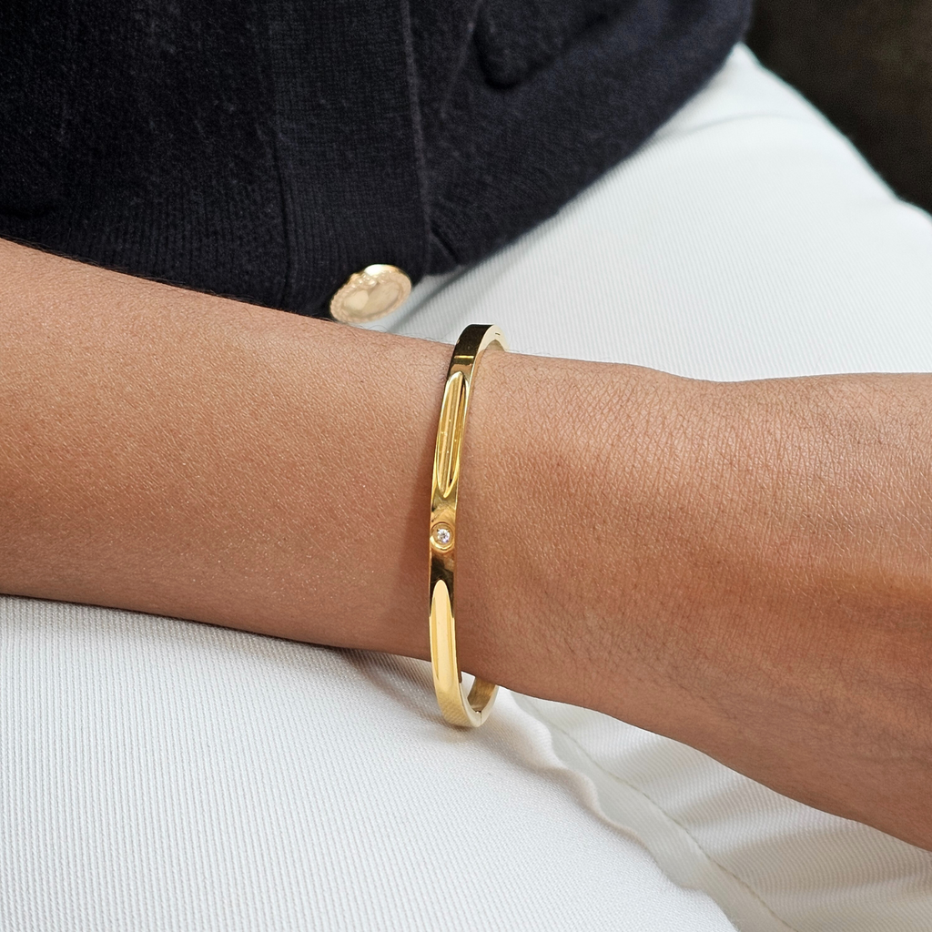 Stacking Diamond Bangle Gold | Waterproof Non Tarnish Jewellery