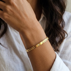Stacking Diamond Bangle Gold | Waterproof Non Tarnish Jewellery