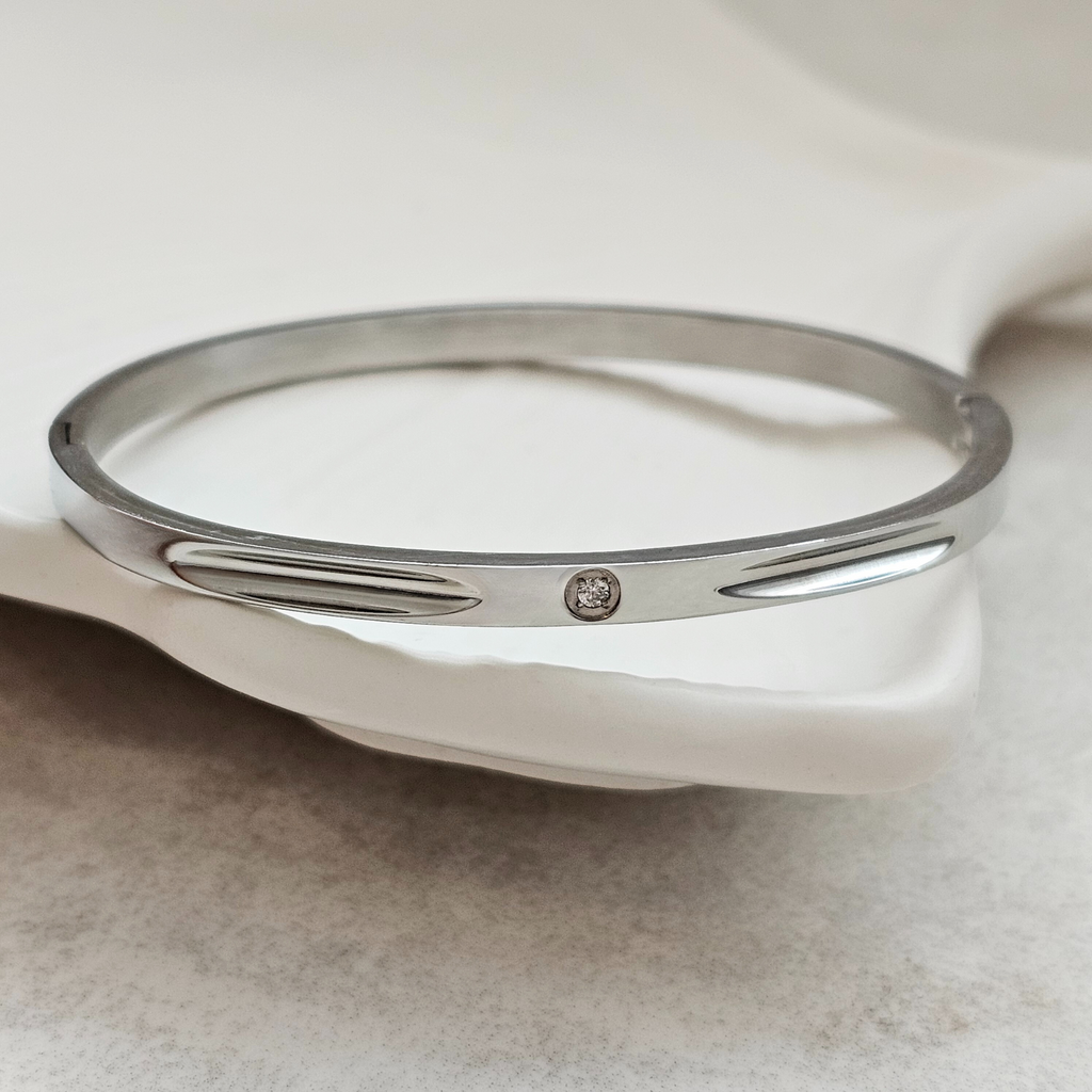 Stacking Diamond Bangle Silver | Waterproof Non Tarnish Jewellery