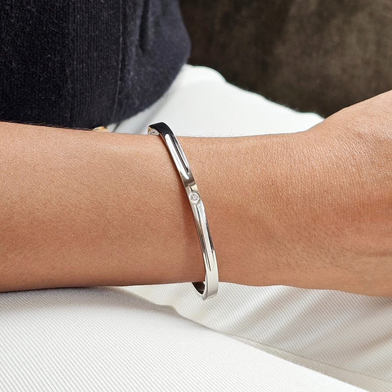 Stacking Diamond Bangle Silver | Waterproof Non Tarnish Jewellery