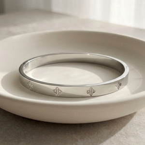 Diamond Clover Bangle Silver I Waterproof Stacking Bangles I Safana Jewellery