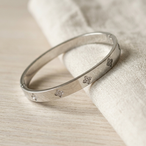 Diamond Clover Bangle Silver I Waterproof Stacking Bangles I Safana Jewellery