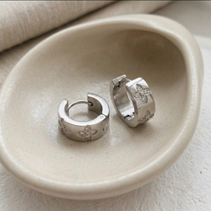 Diamond Clover Hoops Silver I Safana Jewellery I Waterproof Jewellery